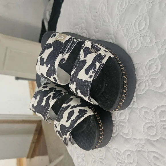 Hey Dude Black and White Sandals with Open-Back Design - Picture 3 of 3